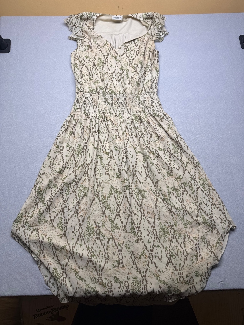 Ramy Brook Floral Midi Dress Women Large Cream Green